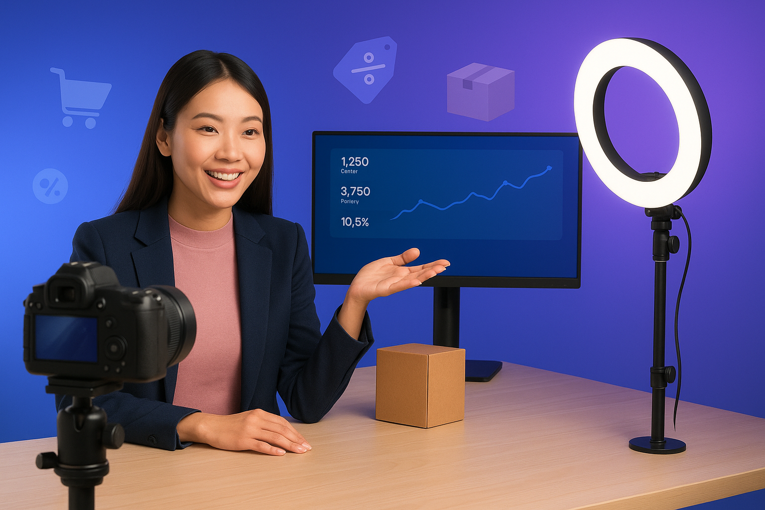 Studio livestreaming e-commerce Kreaviz membantu brand meningkatkan omzet penjualan melalui Shopee Live dan TikTok Live Shopping.