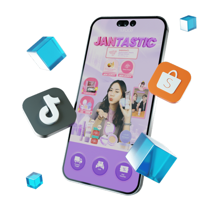 Studio livestreaming profesional Kreaviz menggunakan OBS untuk Shopee Live, TikTok Live Shopping, dan e-commerce, membantu brand meningkatkan penjualan secara real-time.