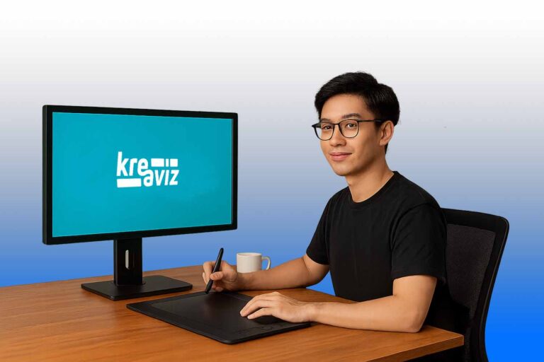 Motion Designer di Kreaviz bertugas membuat desain animasi untuk mendukung konten livestreaming dan promosi digital.