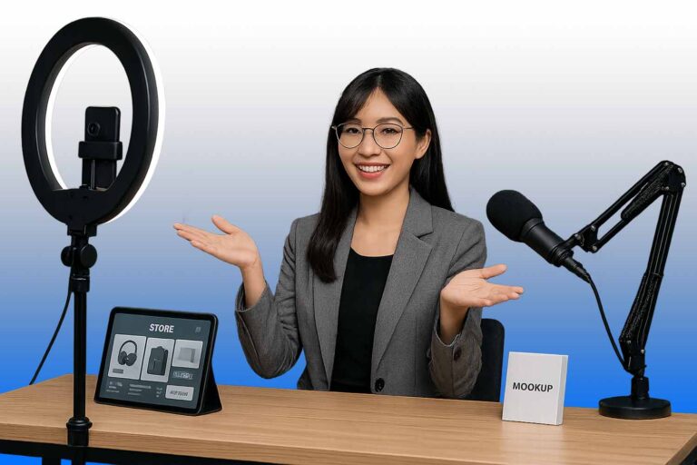Lowongan kerja Host Live Streaming di Kreaviz, membawakan sesi live Shopee Live dan TikTok Live Shopping secara interaktif.